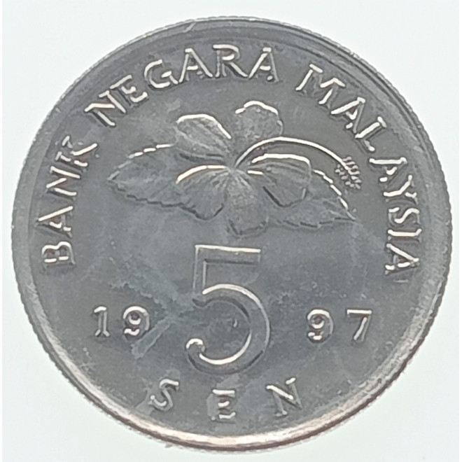 Rewers monety Malezja 5 Sen 1997