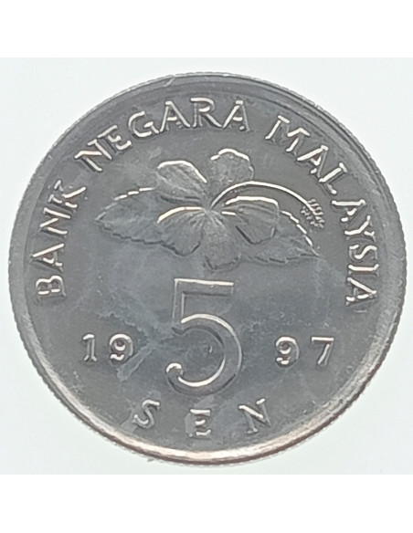 Rewers monety Malezja 5 Sen 1997