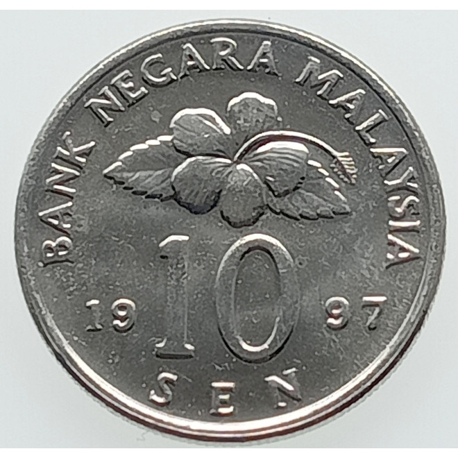 Rewers monety Malezja 10 Sen 1997