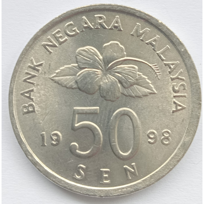 Rewers monety Malezja 50 Sen 1998