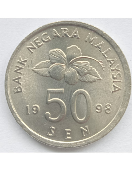 Rewers monety Malezja 50 Sen 1998