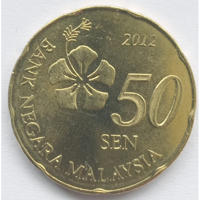 Rewers monety Malezja 50 Sen 2012
