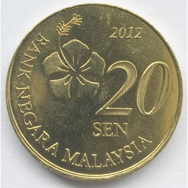 Rewers monety Malezja 20 Sen 2012