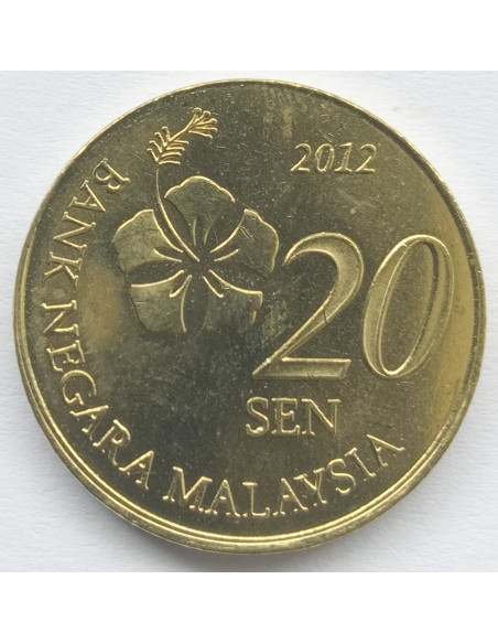 Rewers monety Malezja 20 Sen 2012