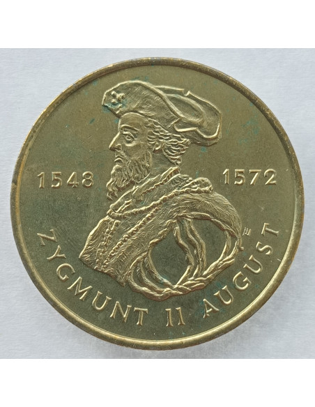 Awers monety 2 zł 1996 Poczet królów i książąt polskich: Zygmunt II August 1548 1572