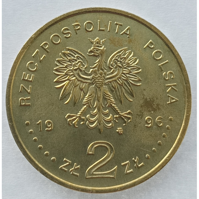 Rewers monety 2 zł 1996 Poczet królów i książąt polskich: Zygmunt II August 1548 1572