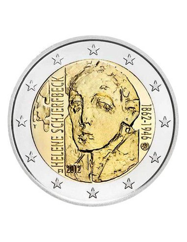Awers monety 2 euro 2012 150 rocznica urodzin Helene Schjerfbeck