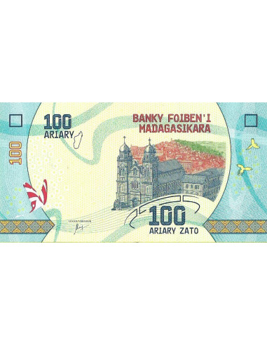 Przód banknotu Zambia 100 Ariary 2017 UNC