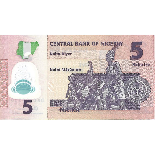 Tył banknotu Nigeria 5 Naria 2016 UNC