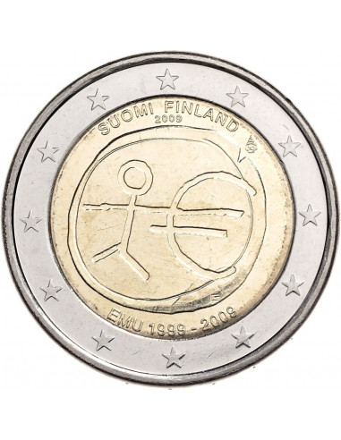 Awers monety 2 euro 2009 10lecie wprowadzenia systemu euro Finlandia