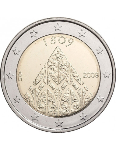 Awers monety 2 euro 2009 200lecie fińskiej autonomii
