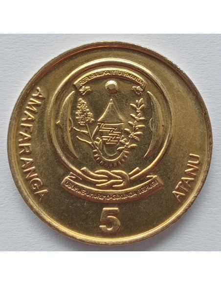 Rewers monety Rwanda 5 Franków 2003