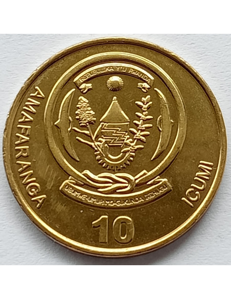 Rewers monety Rwanda 10 Franków 2009