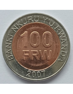 Awers monety Rwanda 100 Franków 2007 2