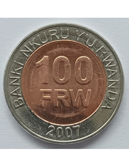 Rewers monety Rwanda 100 Franków 2007