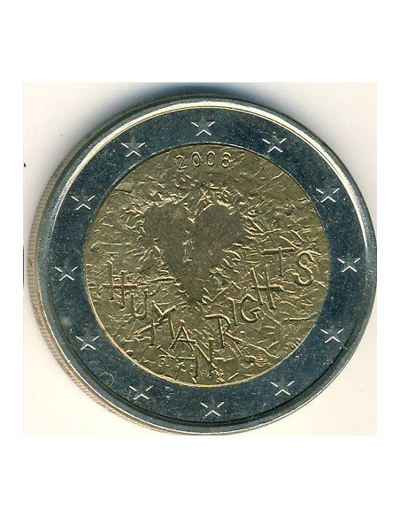 Awers monety Finlandia 2 euro 2008 60lecie powstania Powszechnej Deklaracji Praw Człowieka Finlandia