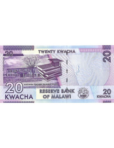 Przód banknotu Malawi 20 Kwacha 2015 UNC 2
