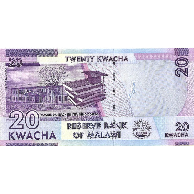 Tył banknotu Malawi 20 Kwacha 2015 UNC