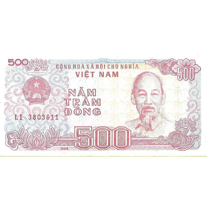 Tył banknotu Wietnam 500 Dong 1988 UNC