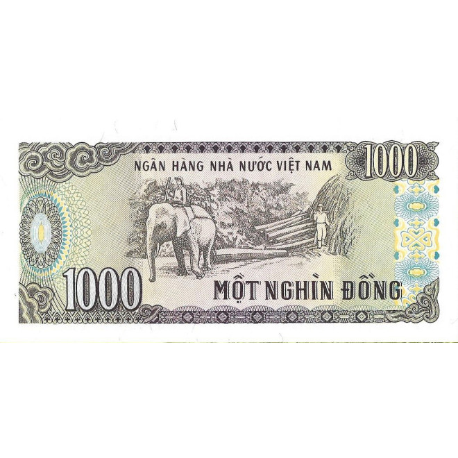 Tył banknotu Wietnam 1 000 Dong 1988 UNC