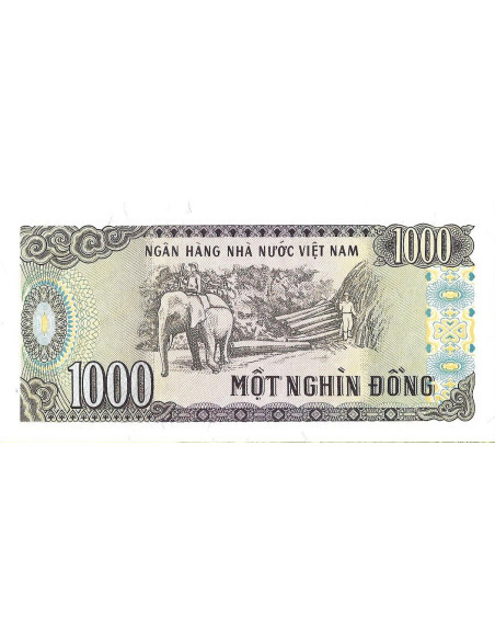 Tył banknotu Wietnam 1 000 Dong 1988 UNC