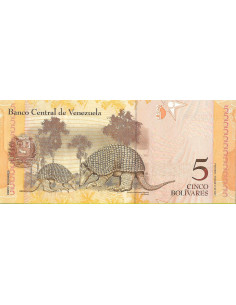 Przód banknotu Wenezuela 5 Bolivar 2011 UNC 2