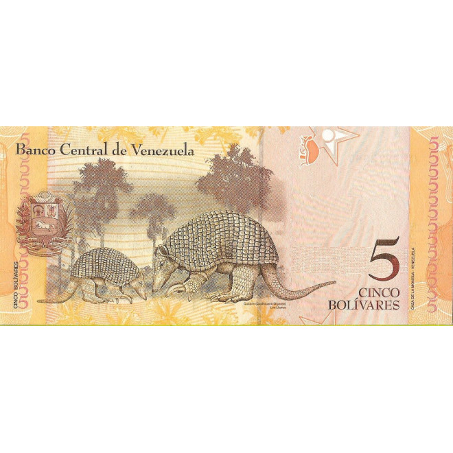 Tył banknotu Wenezuela 5 Bolivar 2011 UNC