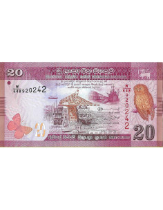 Przód banknotu Sri Lanka 20 Rupia 2021 UNC
