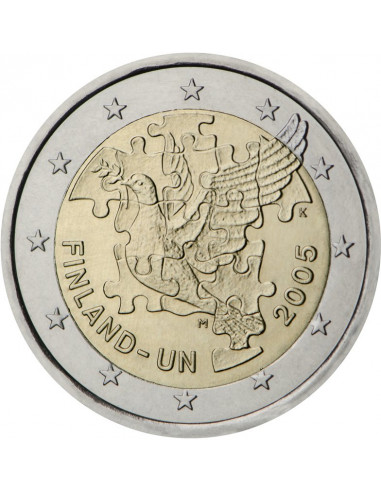 Awers monety 2 euro 2005 60lecie członkostwa Finlandii w ONZ