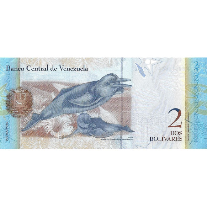 Tył banknotu Wenezuela 2 Bolivar 2012 UNC