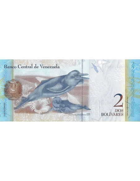 Tył banknotu Wenezuela 2 Bolivar 2012 UNC