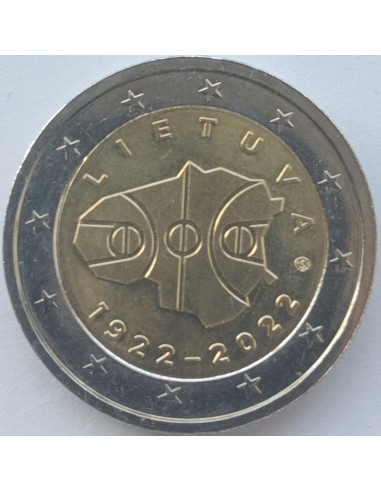 Awers monety Litwa 2 euro 2022 100 lat koszykówki na Litwie