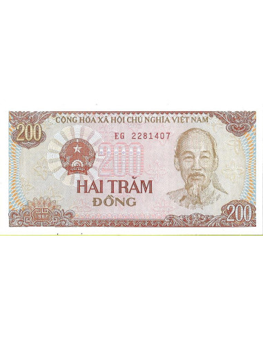 Przód banknotu Wietnam 200 Dong 1987 UNC