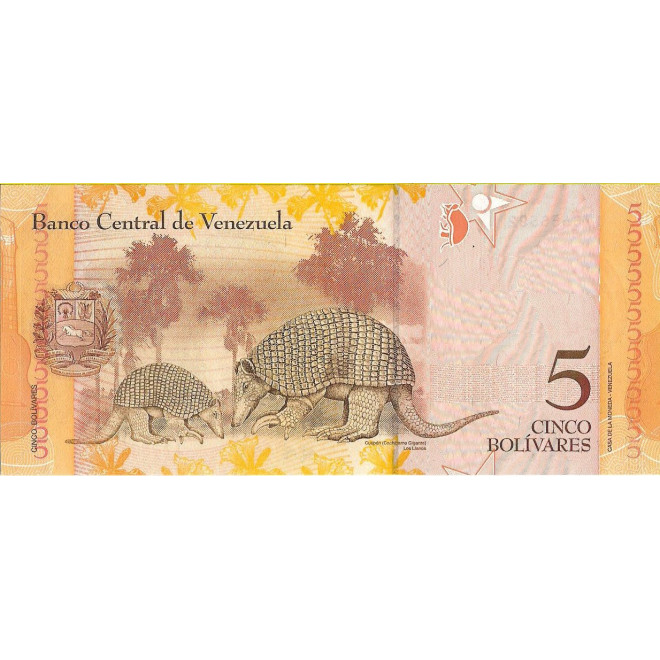 Tył banknotu Wenezuela 5 Bolivar 2009 UNC