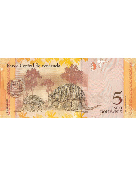 Tył banknotu Wenezuela 5 Bolivar 2009 UNC
