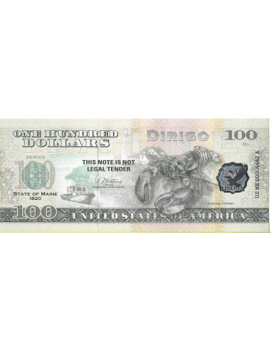 Przód banknotu USA 100 Dolarów 2022 Maine Commemorative Dollar