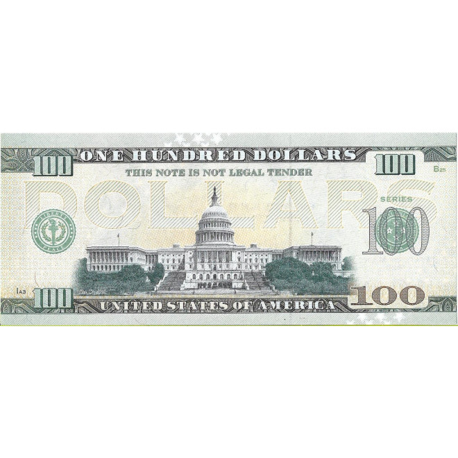 Tył banknotu USA 100 Dolarów 2022 Maine Commemorative Dollar