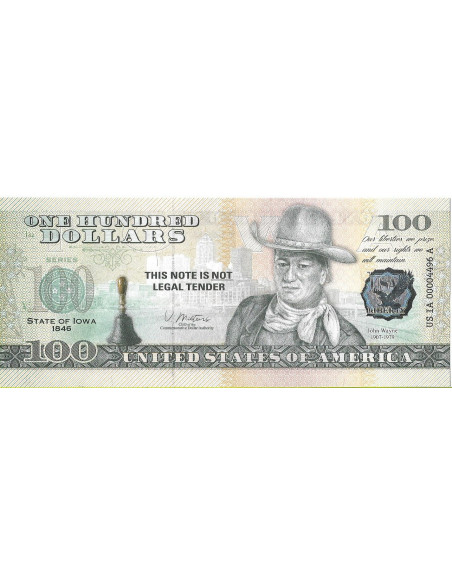 Przód banknotu USA 100 Dolarów 2022 Iowa Commemorative Dollar