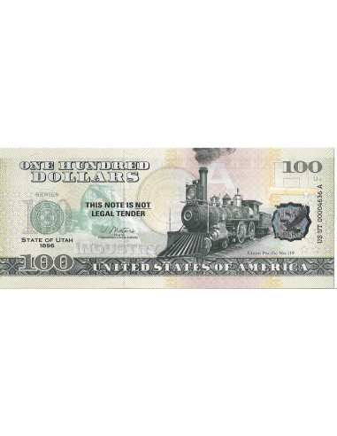 Przód banknotu USA 100 Dolarów 2022 Utah Commemorative Dollar