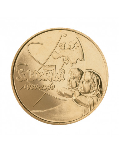 Awers monety 2 zł 2000 20lecie powstania Solidarności