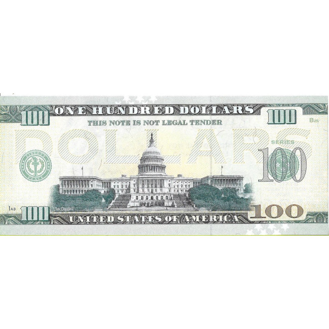 Tył banknotu USA 100 Dolarów 2022 North Dakota Commemorative Dollar
