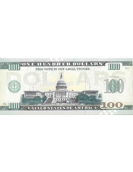 Tył banknotu USA 100 Dolarów 2022 North Dakota Commemorative Dollar