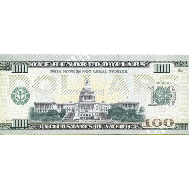 Tył banknotu USA 100 Dolarów 2022 Ohio Commemorative Dollar