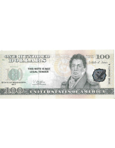 Przód banknotu USA 100 Dolarów 2022 Mississippi Commemorative Dollar
