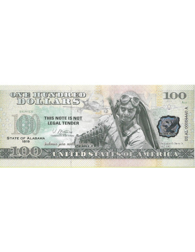 Przód banknotu USA 100 Dolarów 2022 Alabama Commemorative Dollar