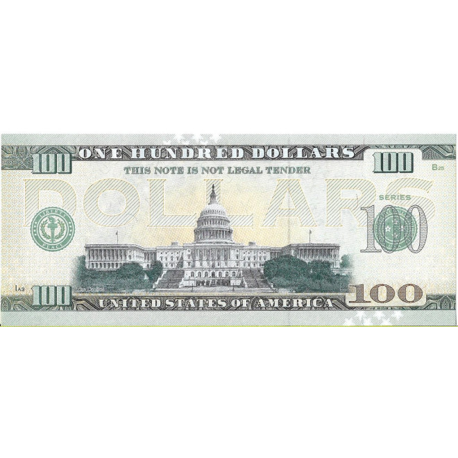 Tył banknotu USA 100 Dolarów 2022 Alabama Commemorative Dollar