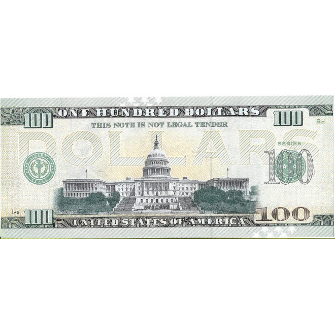 Tył banknotu USA 100 Dolarów 2022 Delaware Commemorative Dollar