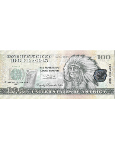 Przód banknotu USA 100 Dolarów 2022 Nebraska Commemorative Dollar