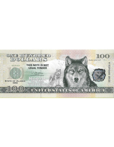Przód banknotu USA 100 Dolarów 2022 Alaska Commemorative Dollar