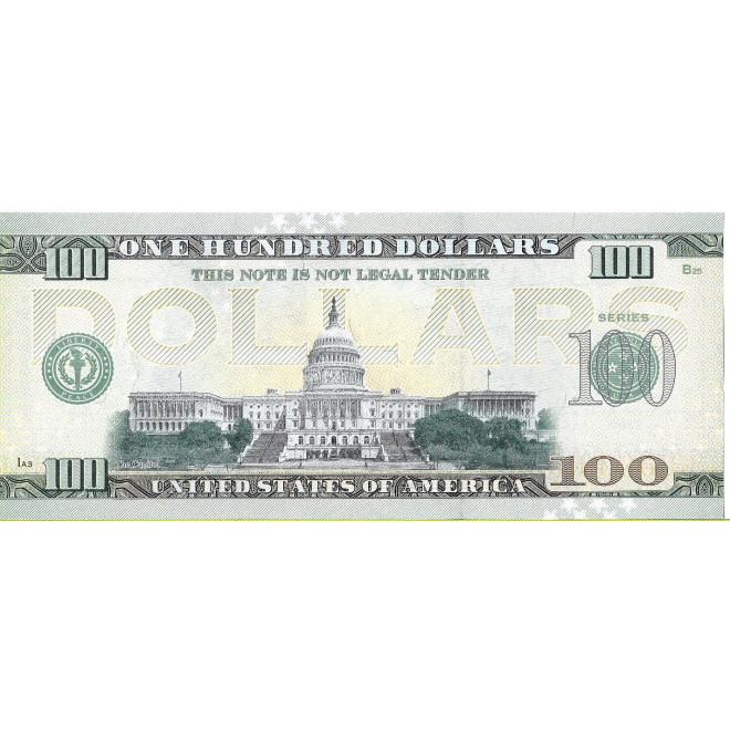 Tył banknotu USA 100 Dolarów 2022 Alaska Commemorative Dollar